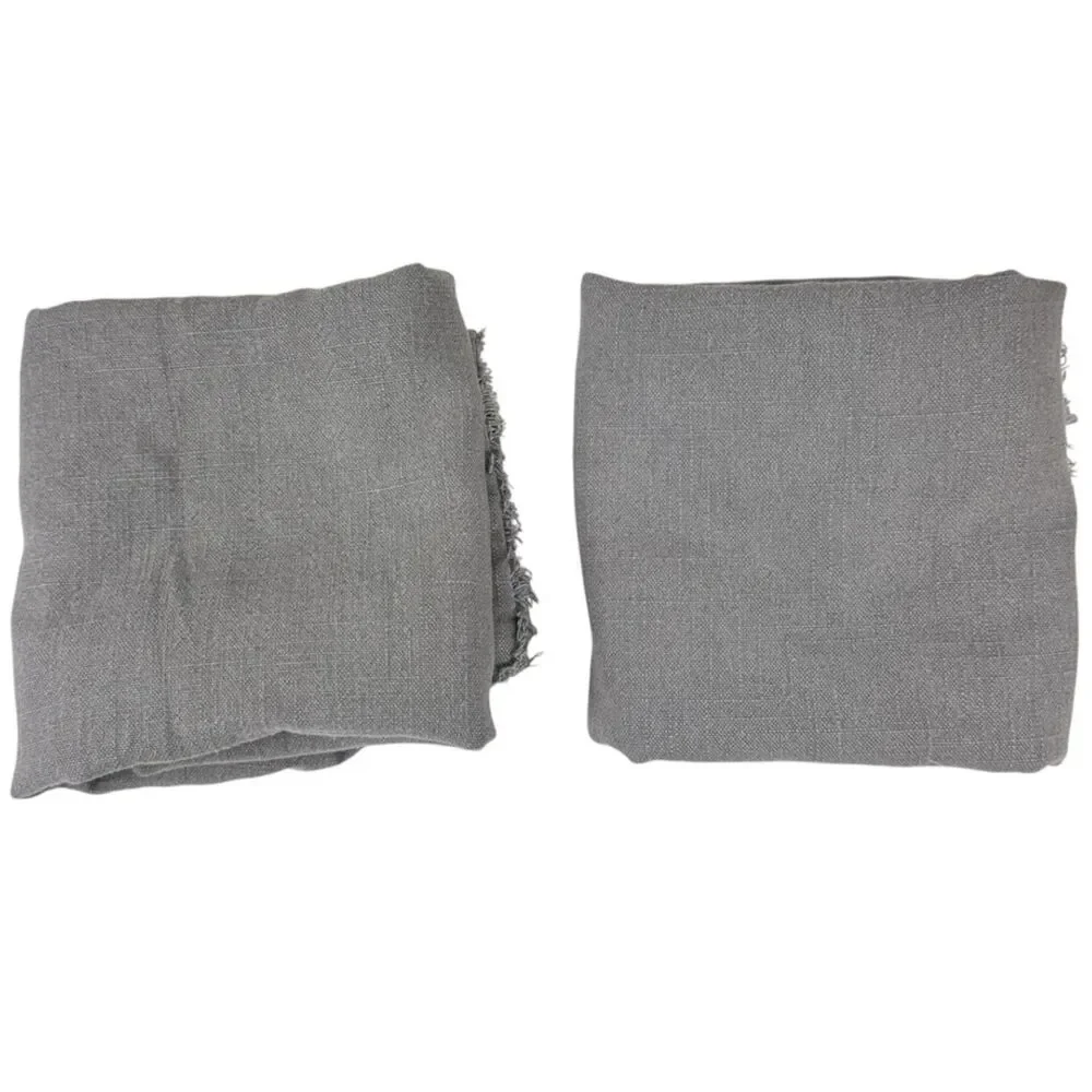 Casaluna Gray Frayed Edge Rayon Linen Cotton Blend Standard Size Pillow Shams